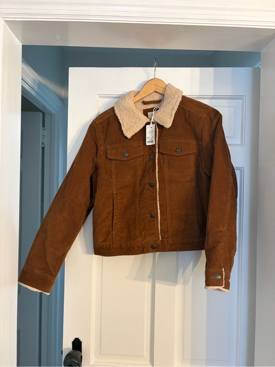 Marine Layer Jackets & Blazers - Marine Layer Brown Corduroy Bomber Jacket with Cream Sherpa Collar